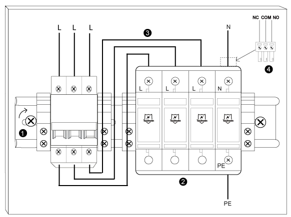 Installation Diagram of M20B Type 2 AC Power SPD